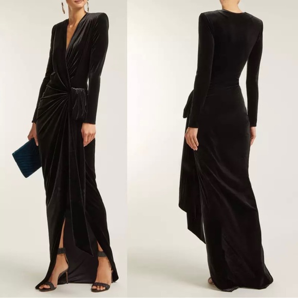 COPY - Deep V-neck Long Velvet Dress Women - Picture 3 of 4